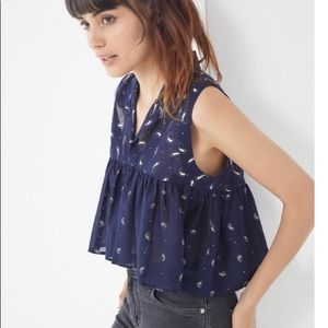 URBAN OUTFITTERS ALEXIA SLEEVELESS Top RUFFLE CROP SMOCK TOP NEW M